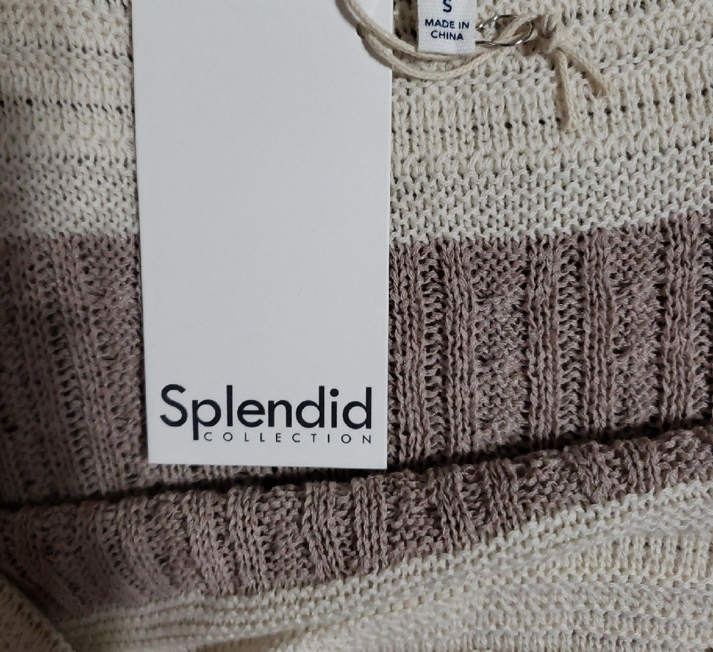 Splendid Nicola Sweater Tank Top In A Cream And Tan Color. Size: Small - Picture 5 of 9
